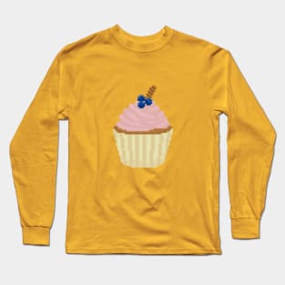 Pink cupcake pixel art Long Sleeve T-Shirt